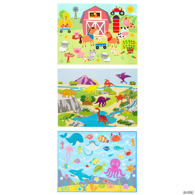 11" x 8 1/2" Animal Sticker Scene Assortment - 36 Pc. Image