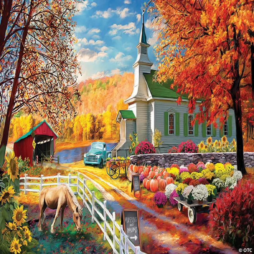 Sunsout Fall church 1000 pc Jigsaw Puzzle | Oriental Trading