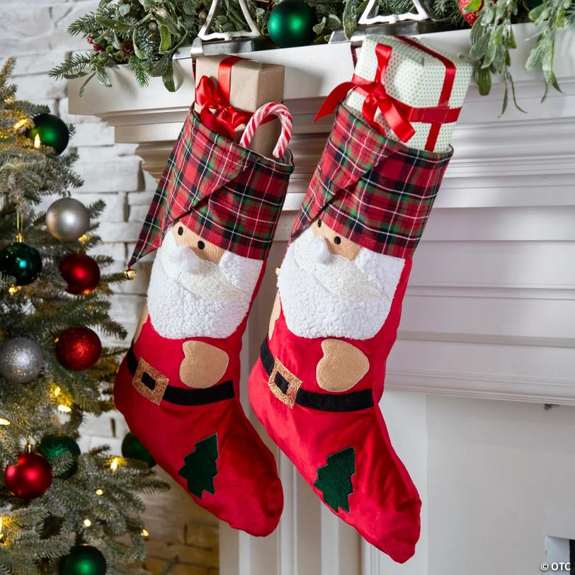 Santa Claus Red Velvet Christmas Stocking Image