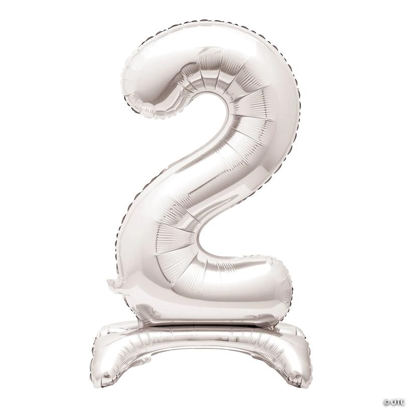 2-Shaped Silver Number 30" Mylar Stand-Up Balloon Image