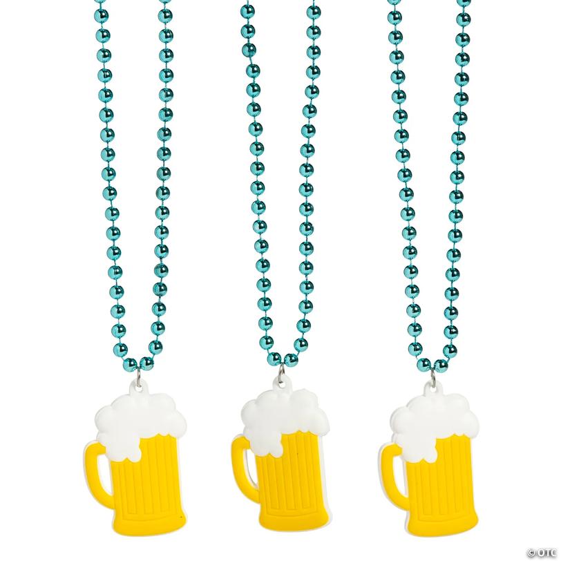 Bead Necklaces with Beer Mug Charm - 12 Pc. Image