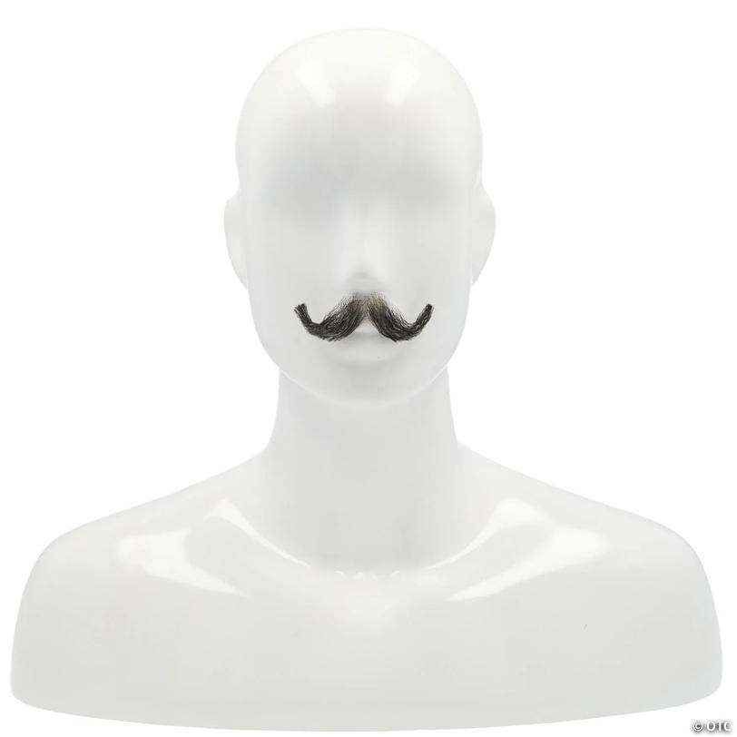 Adults Small English M10 Human Hair Mustache - Dark Brown Gray 51 Image
