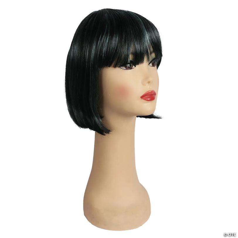 Adults Straight Chin-Length with Bangs China Doll Wig - Black &amp; Blue Image