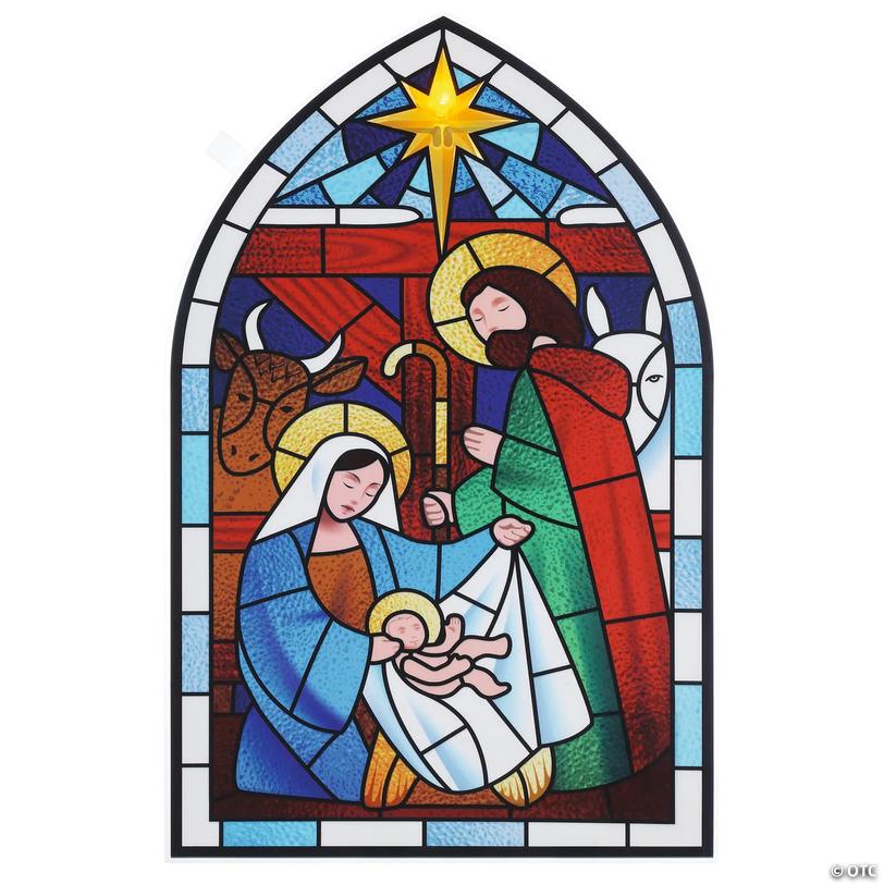 Religious Nativity LED Light-Up Plastic Decal Image