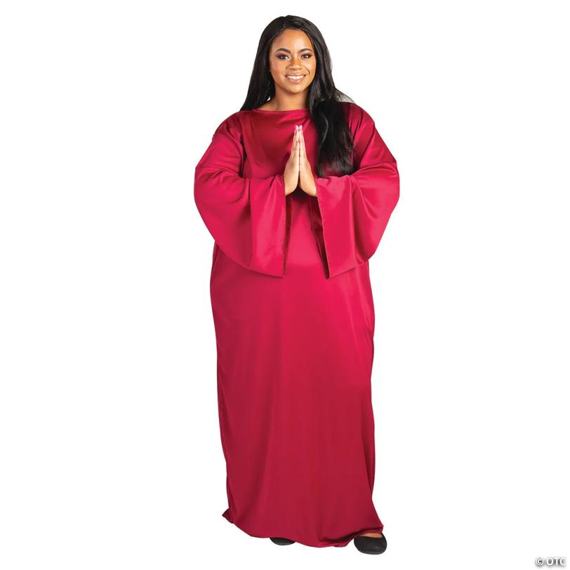 Adult&amp;#8217;s Maroon Plus-Size Nativity Gown Image