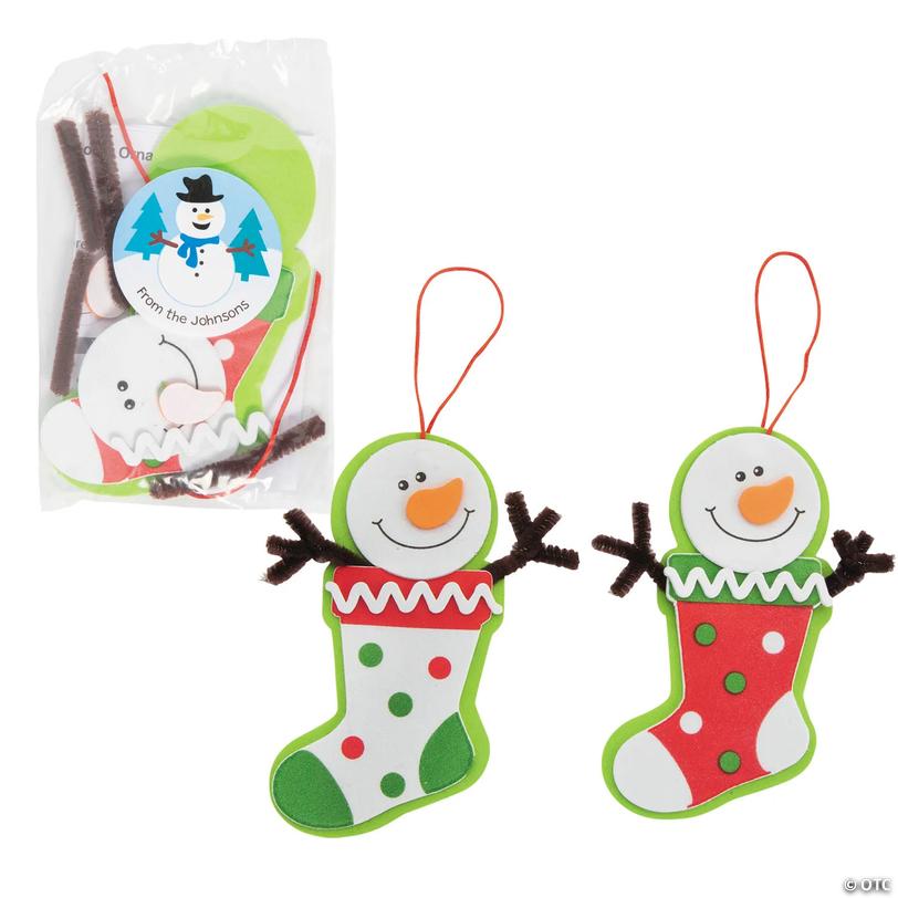 Bulk Personalized Snowman Stocking Ornament Craft Kit - Makes 48 Image