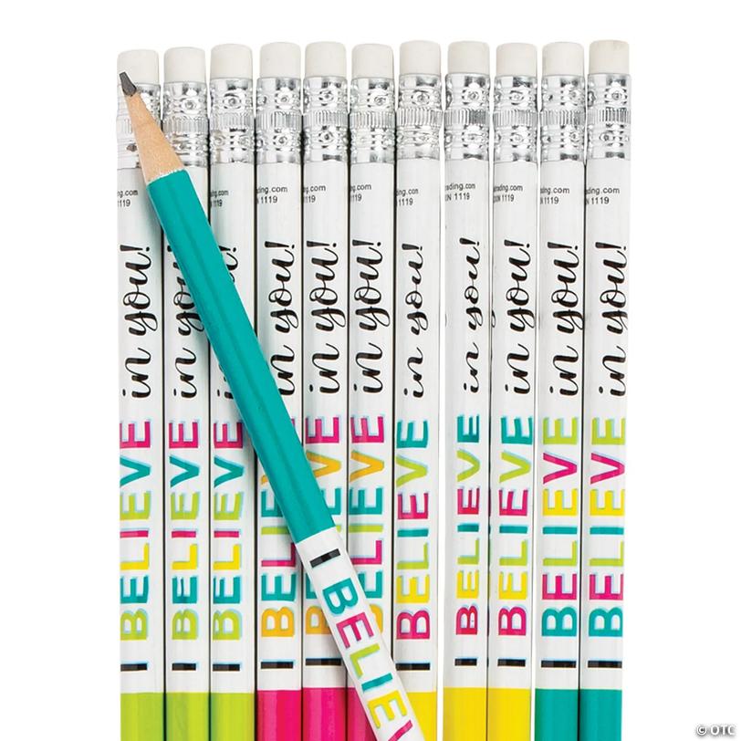 7 1/2" I Believe in You Bright Multicolor Wood Pencils - 24 Pc. Image