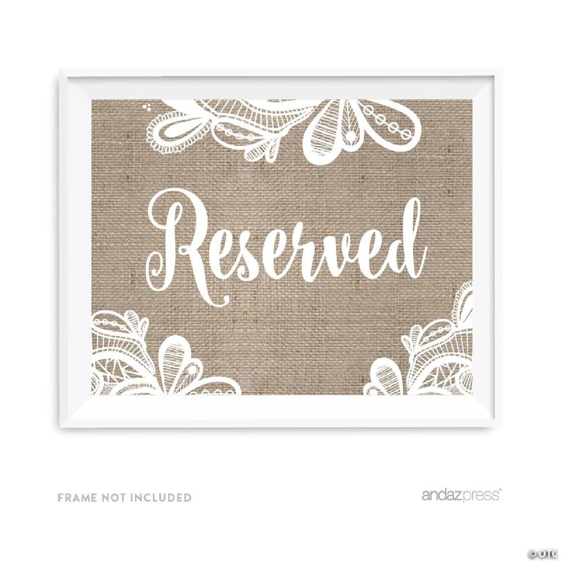 Burlap Lace Reserved Sign 8.5x11 | Oriental Trading
