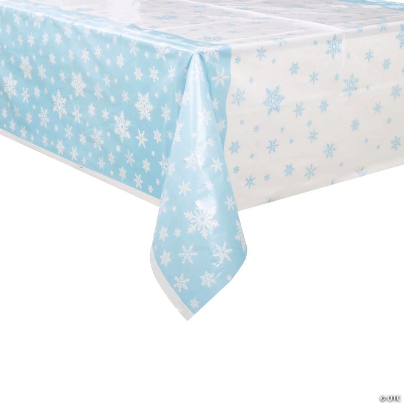 Snowflake Blue &amp; White Rectangle Tablecloth - 84" x 54" Image