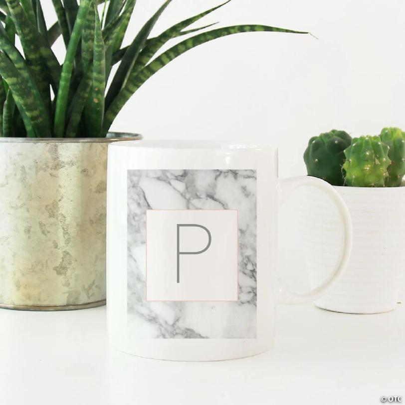 Modern Gray Marble Letter P mug | Oriental Trading