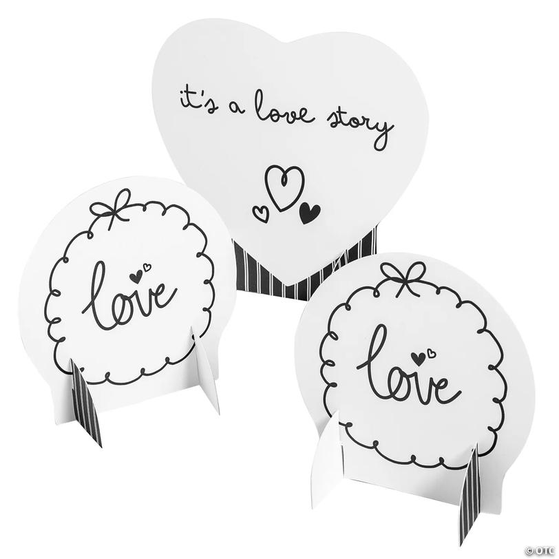 5 1/2" &amp;#8211; 12" It's a Love Story Cardstock Tabletop Centerpiece Set &amp;#8211; 3 Pc. Image