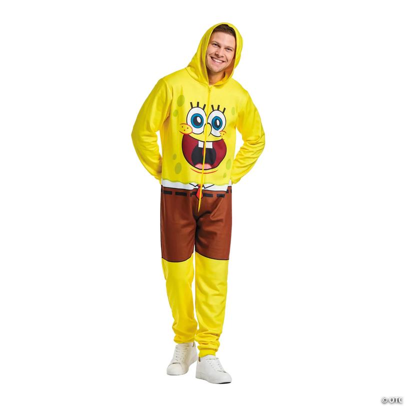 Adults SpongeBob SquarePants&amp;#8482; SpongeBob Hooded Onesie Costume - Extra Large Image