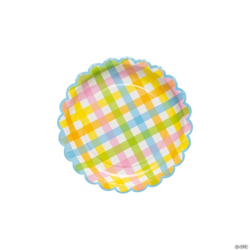 Pastel Gingham Paper Dessert Plates - 8 Ct. Image
