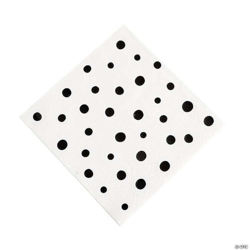 Black Metallic Polka Dot Luncheon Napkins - 32 Pc. Image