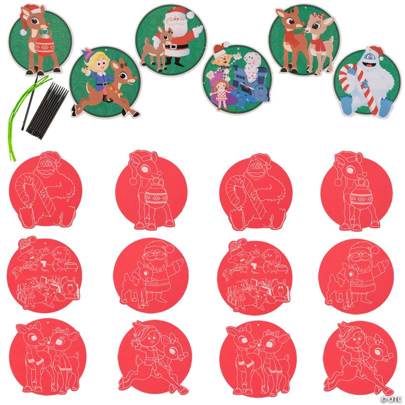 Rudolph the Red-Nosed Reindeer<sup>&amp;#174;</sup> Double-Sided Magic Scratch Ornaments &amp;#8211; 12 pc Image