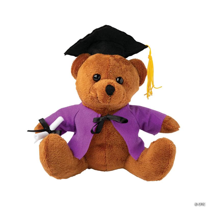 Personalized Graduation Stuffed Bear with Purple Shirt Image