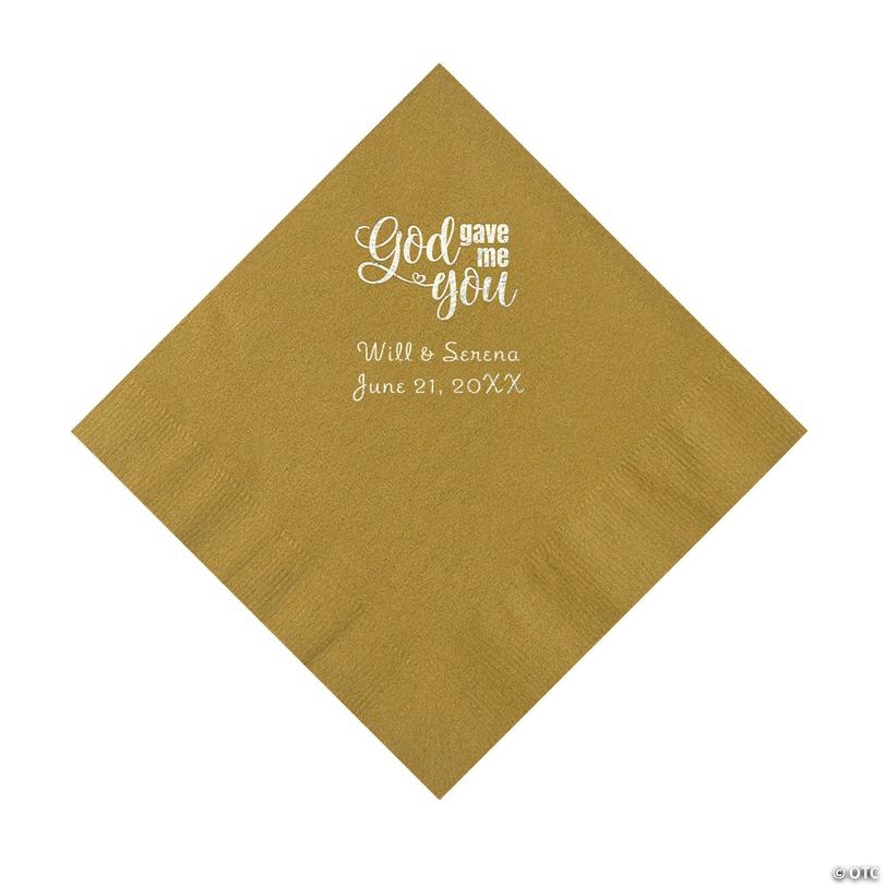 6 1/2" Bulk 50 Ct. Personalized God Gave Me You Gold Luncheon Napkins with Silver Foil Image