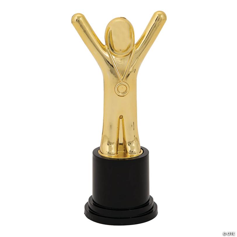 4 1/2" x 1 1/2" diam.  Goldtone Victory Plastic Award Trophies - 12 Pc. Image