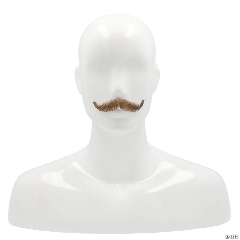 Adults English Human Hair Blend Mustache - Medium Brown Red Image