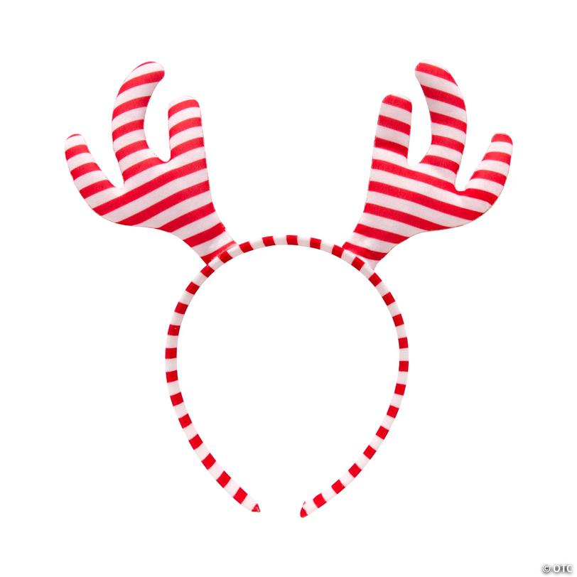 Candy Cane Stripe Stuffed Reindeer Antlers Headbands - 6 pc Image
