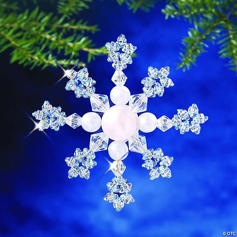 2 3/4" Beaded Azure Crystal Snowflake Christmas Ornament Craft Kits - Makes 6 Image