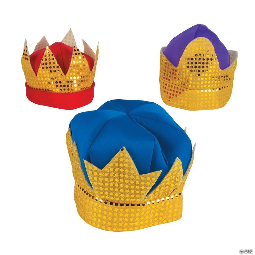 Kids Deluxe Kings&amp;#8216; Crowns with Sequins - 3 pc Image