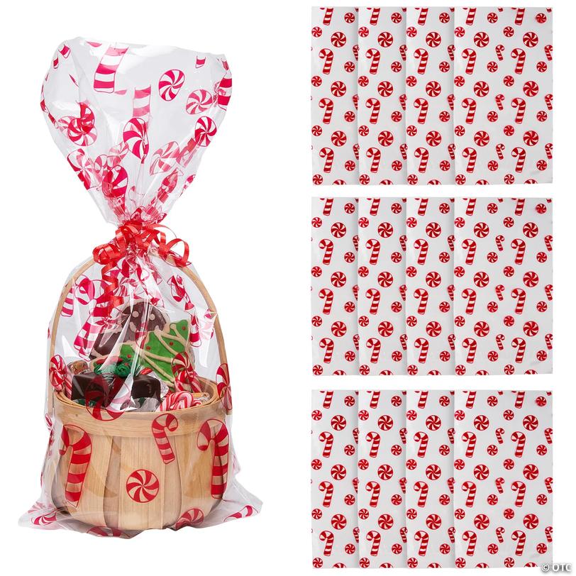 Peppermint Candy Christmas Cellophane Bags - 12 pc Image
