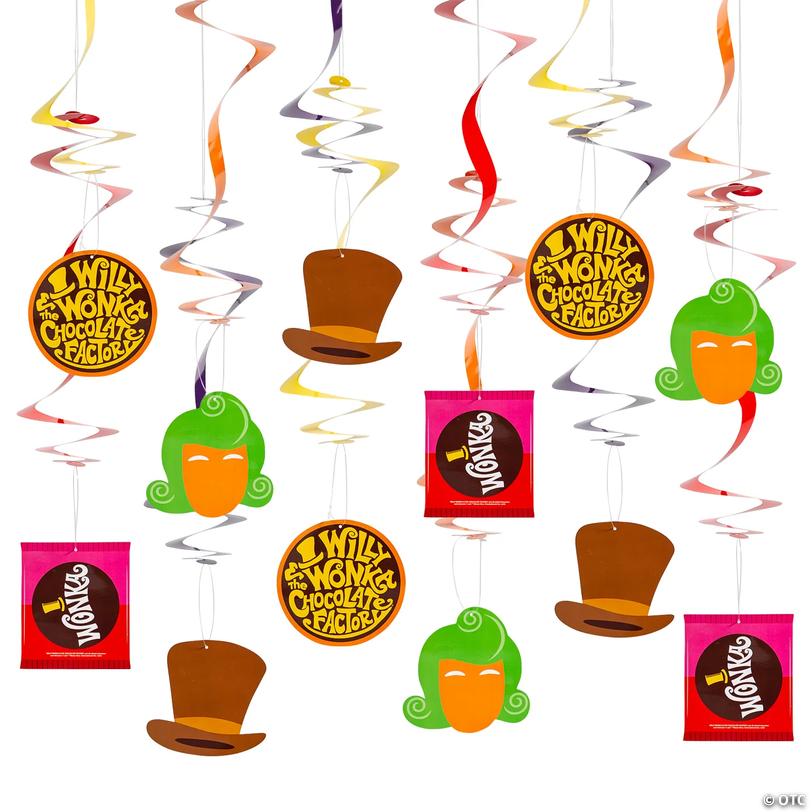 20" Willy Wonka &amp; the Chocolate Factory&amp;#8482; Cardstock Hanging Swirl Decorations - 12 Pc. Image
