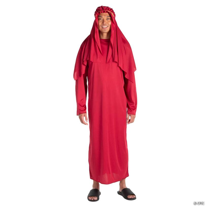 Men's Maroon Robe and Hat Nativity Costume Image