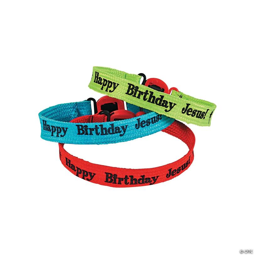 &amp;#8220;Happy Birthday Jesus!&amp;#8221; Friendship Bracelets - 12 pc Image