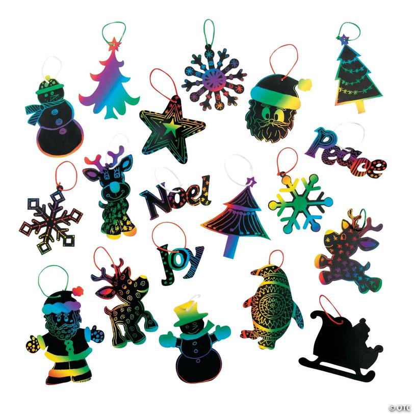 Bulk Deluxe Christmas Ornament Magic Color Scratch Assortment - 400 pc Image