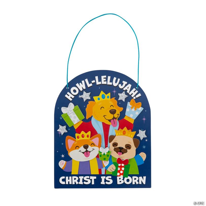Religious Christmas Dogs Sign Craft Kit - Makes 12 Image