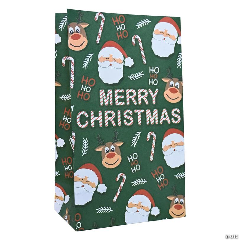 Merry Christmas Treat Bags with Stickers - 12 pc Image