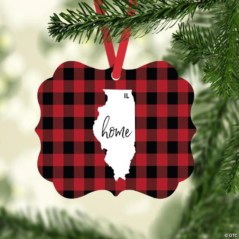 Plaid Fancy Frame Ornament Illinois | Oriental Trading