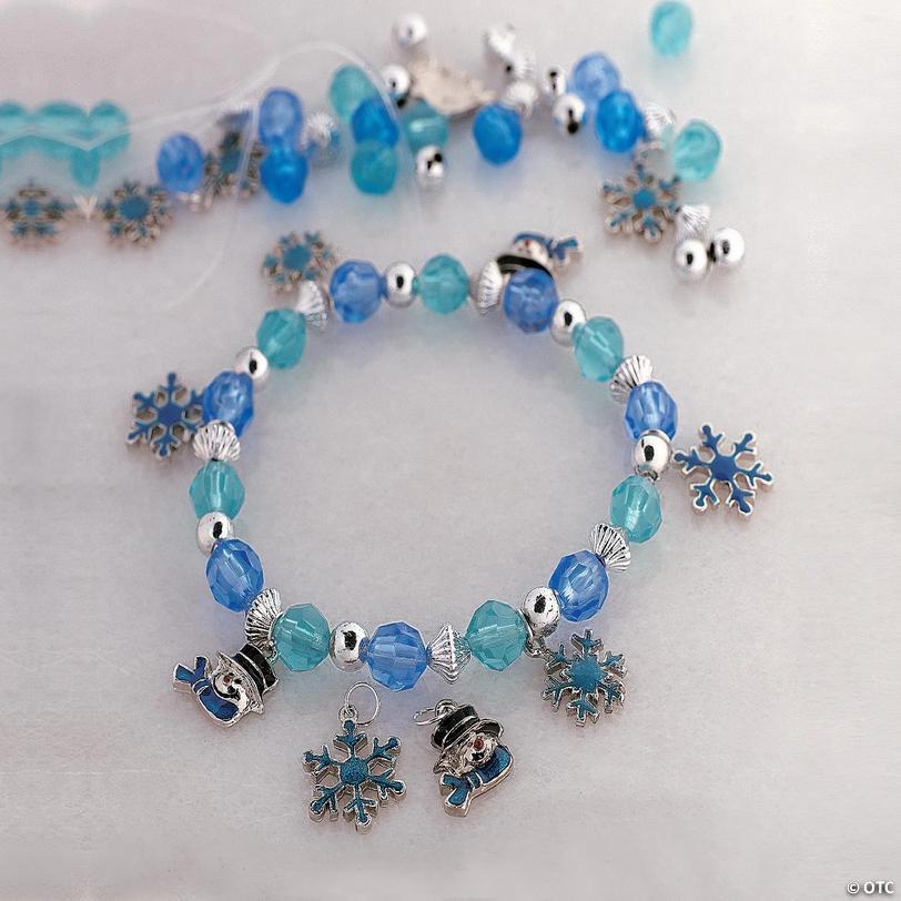12" Snowman Charm Beaded Bracelet Craft Kit - Makes 12 Image