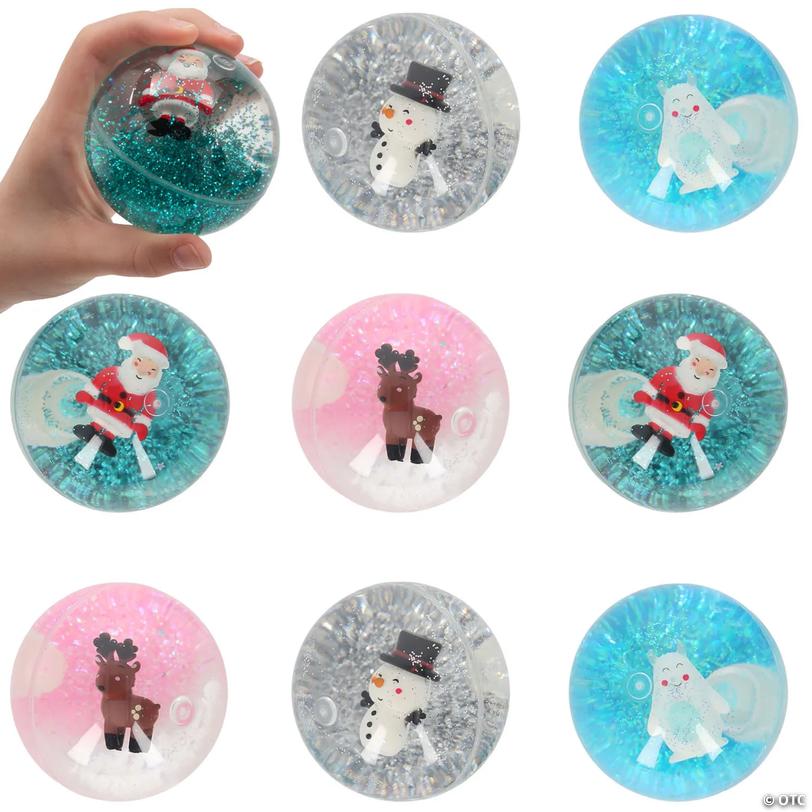 Christmas Character Glitter-Filled Water Bouncy Balls - 8 pc Image