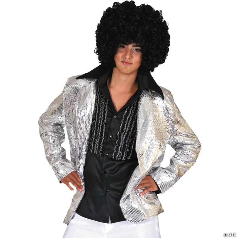 Men&amp;#8217;s Silver Disco Jacket Costume - Large Image