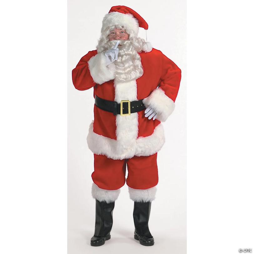 Adults Deluxe Professional Satin-Lined Santa Suit Costume - 2XL 58-62 Image