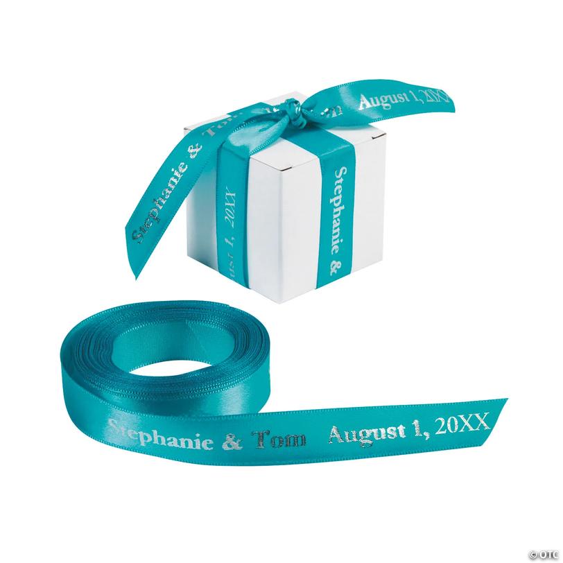 5/8" - Turquoise Satin Personalized Ribbon - 25 ft. Image
