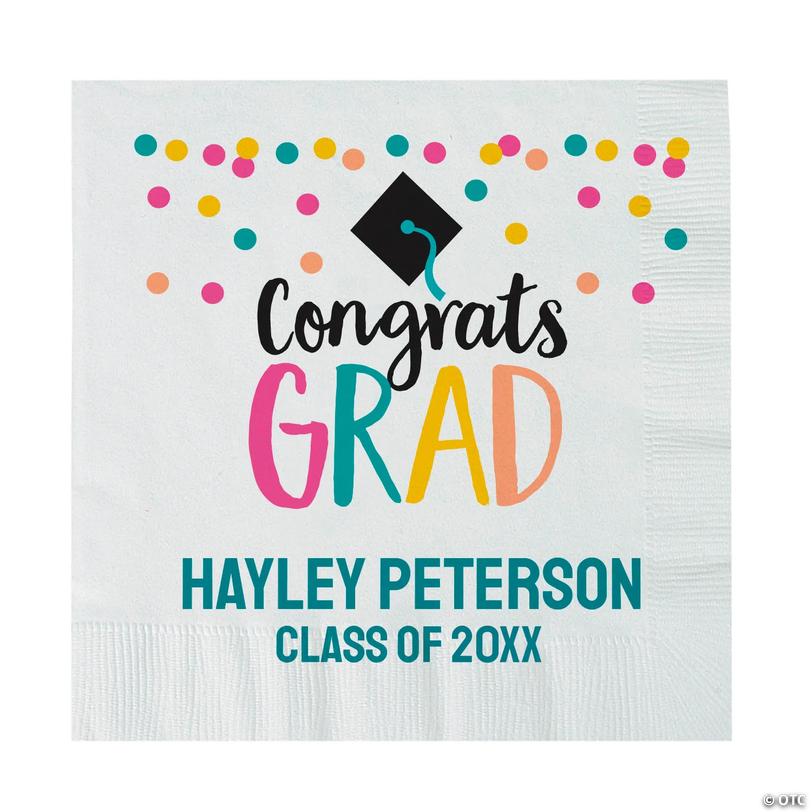 Bulk 50 Ct. Personalized Congrats Grad Girl Luncheon Napkins Image
