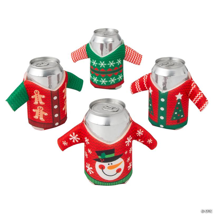 Ugly Christmas Sweater-Shaped Can Coolers - 12 pc Image