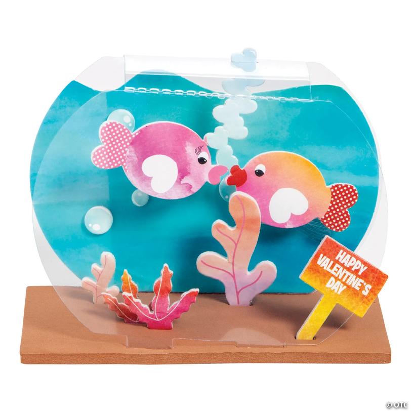 3D Valentine Fishbowl Craft Kit - Makes 12 Image