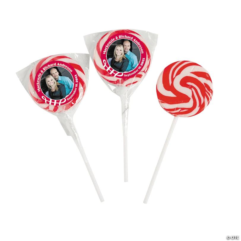 Red Custom Photo Swirl Lollipops - 24 Pc. Image