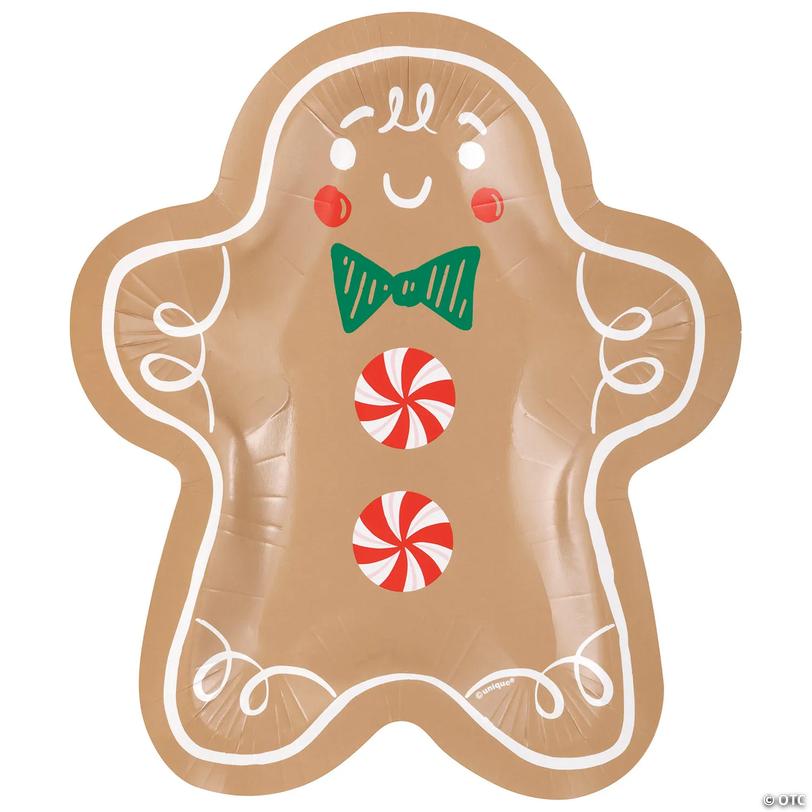 Gingerbread Man-Shaped Dessert Plates - 8 ct Image