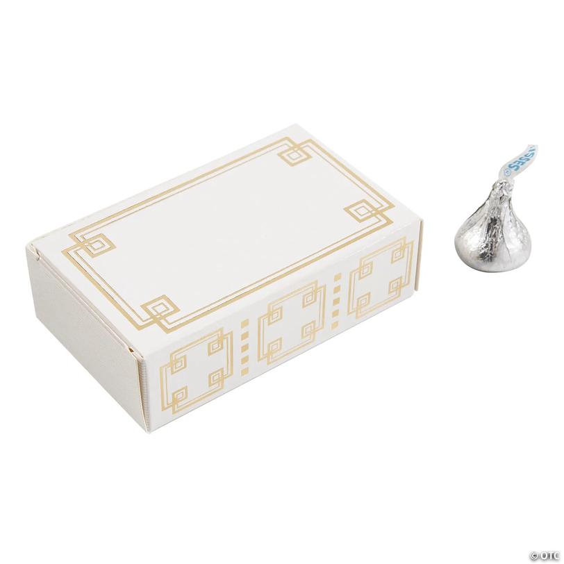 3 1/4" x 2 1/4" White Storybook Favor Boxes with Gold-Foil Trim - 12 Pc. Image