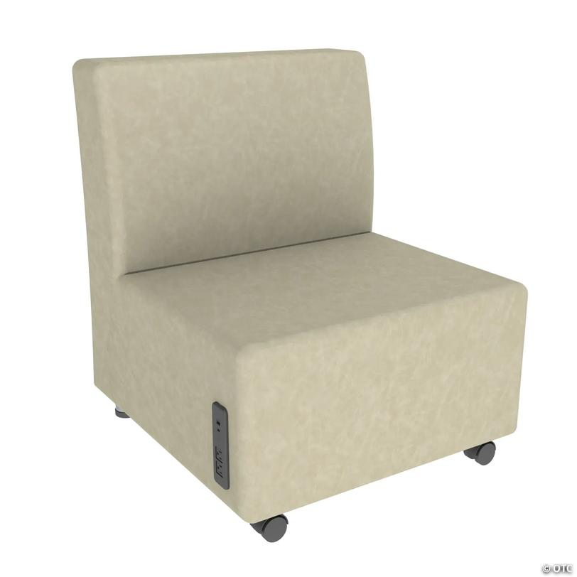 Factory Direct Partners Pro Series Rustic Upholstered Armless Mobile Chair with Tech Panel - Almond Image