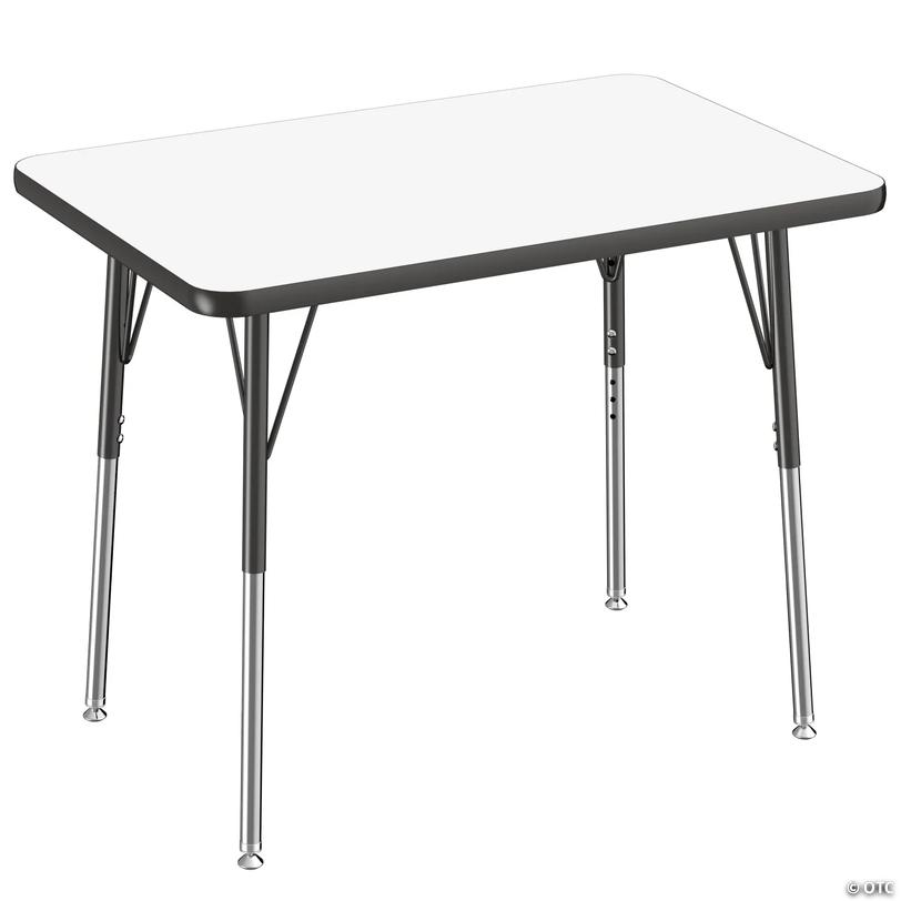 24" Proper 36" Rectangle Dry-Erase Activity Table with Adjustable Standard Swivel Glide Legs - White/Black Image