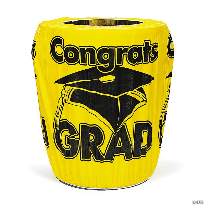 Yellow Congrats Grad Graduation Plastic Trash Can Cover Image
