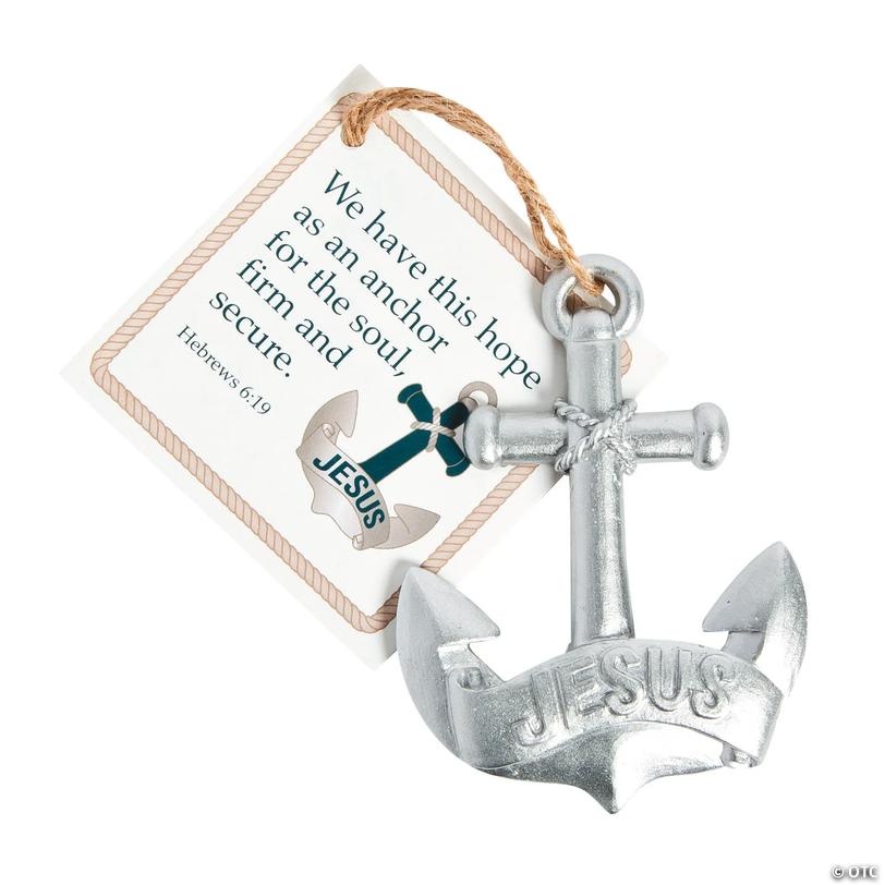 3" x 4" Jesus Is an Anchor Resin Christmas Ornaments with Card - 12 Pc. Image