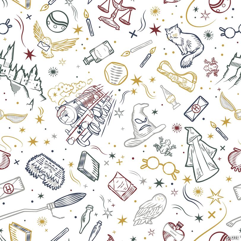 Blue Harry Potter Magical Icons Peel & Stick Wallpaper